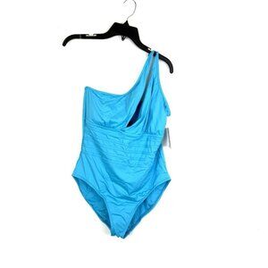 La Blanca Women’s Blue One Shoulder One Piece Swimsuit Size 16